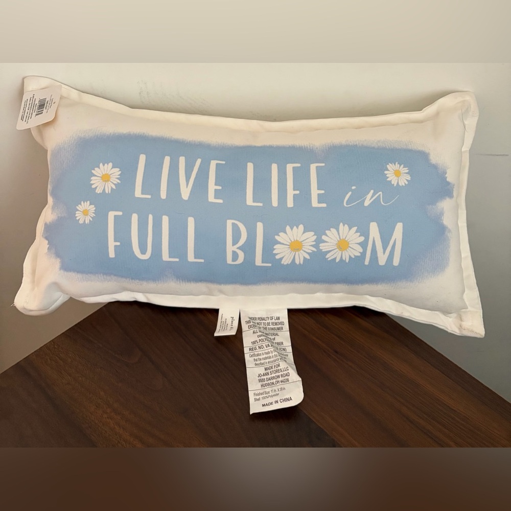 🆕 Live Life In Full Bloom Double Sided Outdoor Daisy Pillow 11” X 20”